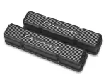 241108 - : Holley GM Licensed Vintage Series SBC Valve Covers Satin Black Machined Finish for Holley Image