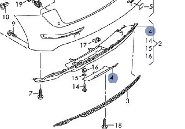 8R0807819H1RR - Body: Bumper Cover Spacer Panel for Audi Image