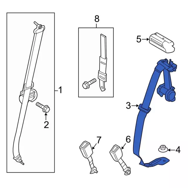 ML3Z16611B64BD - Electrical: Center Seat Belt for Ford Image