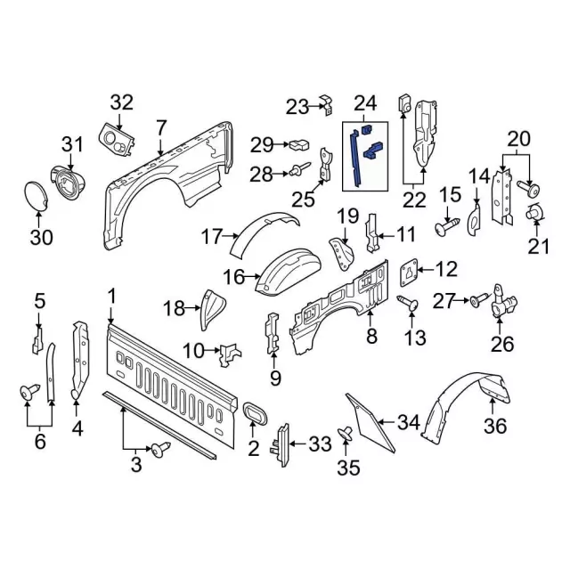 LC3Z9627865B - Body: Inner Panel for Ford: F-250 Super Duty, F-350 Super Duty, F-450 Super Duty Image