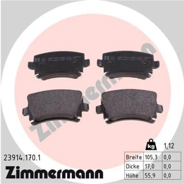 239141701 - Brakes &amp; Brake Parts: Zimmermann 23914.170.1 Disc Brake Pad Set for ZIMMERMANN Image