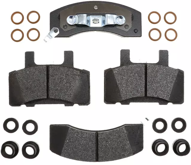 17D370MH - Brake: Semi-Metallic Front Disc Brake Pad Set for Chevrolet: C2500, C3500, Express 2500, Express 3500, K2500 Pickup, K3500 Pickup, R2500, Suburban C1500, Suburban C2500, Suburban K1500, Suburban K2500, Tahoe | Dodge: Ram 2500 | GMC: C2500 Pickup, C3500 Pickup, K2500 Pickup, K3500 Pickup, Savana 2500, Savana 3500, Suburban C1500, Suburban C2500, Suburban K1500, Suburban K2500, Yukon Image