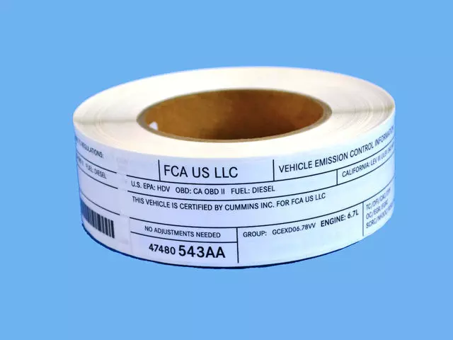 47480543AA - Labels: Vehicle Emission Control Information Label for Ram: 2500 Image