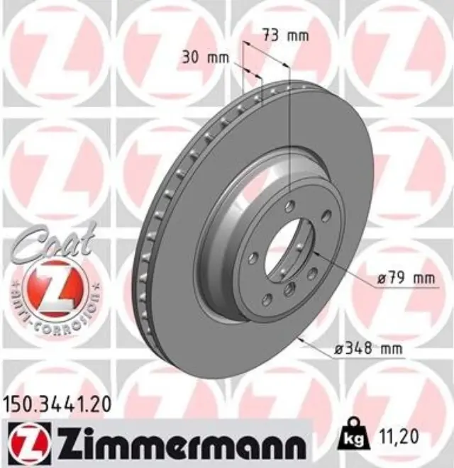150344120 - : Zimmermann 150.3441.20 Disc Brake Rotor for ZIMMERMANN Image
