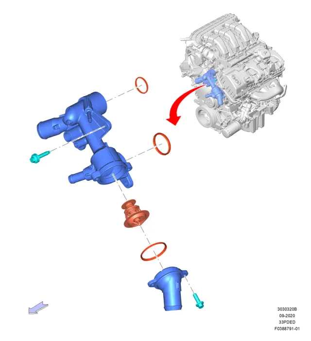 BL3Z8A586G - Cooling System: Thermostat Housing for Ford Image