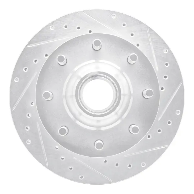 63148004R - Brakes &amp; Brake Parts: DFC Brake Rotor - Drilled and Slotted - Silver for DYNAMIC FRICTION Image