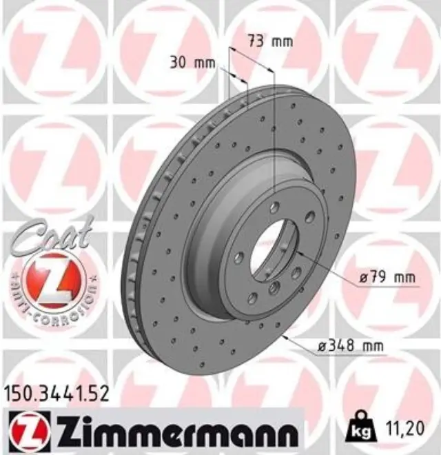 150344152 - Brakes &amp; Brake Parts: Zimmermann 150.3441.52 Disc Brake Rotor for ZIMMERMANN Image