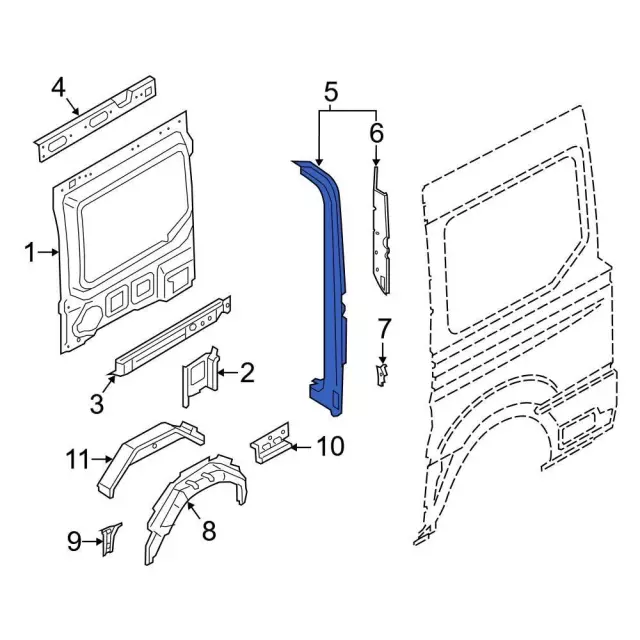 Rear Pillar Reinforced - Ford (JK4Z-6140455-B)