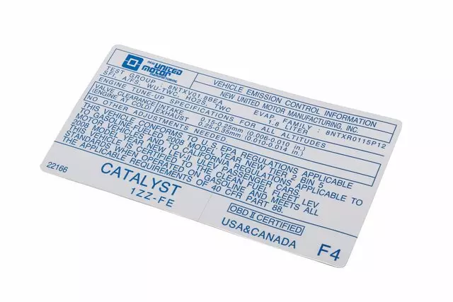 88974918 - Body: Emission Label for Pontiac: Vibe Image