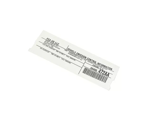 68406472AA - Labels: Vehicle Emission Control Information Label, Canada, Us for Mopar Image