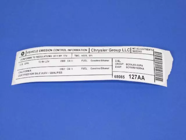 68085127AA - Labels: Vehicle Emission Control Information Label for Mopar Image