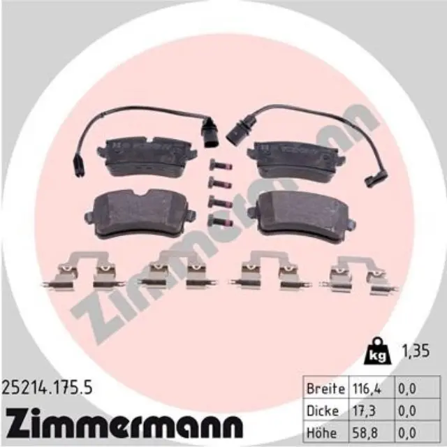 252141755 - Brakes &amp; Brake Parts: Zimmermann 25214.175.5 Disc Brake Pad Set for ZIMMERMANN Image