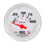 E8264 - : Gauge, Oil Pressure, 2" , 90 Degree Sweep, Elec, White, Silver, 8000 Series for Equus Image