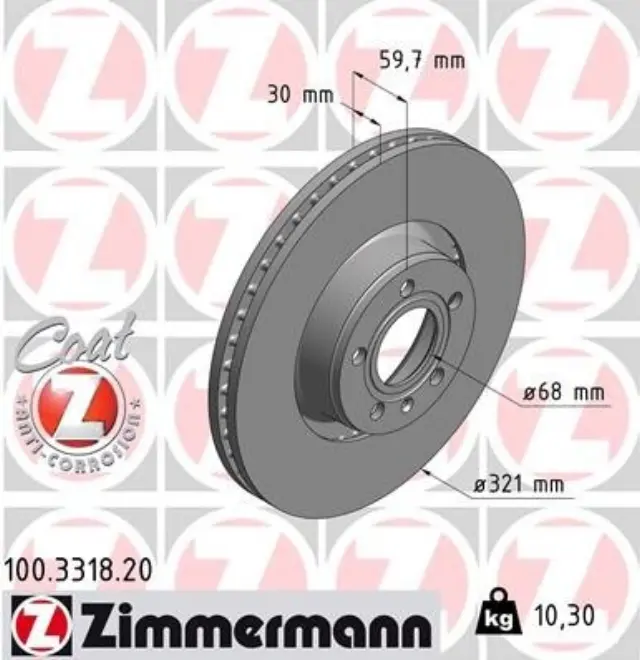100331820 - : Zimmermann 100.3318.20 Disc Brake Rotor for ZIMMERMANN Image