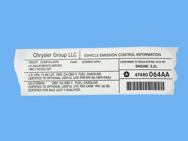 47480064AA - Labels: Vehicle Emission Control Information Label for Mopar Image