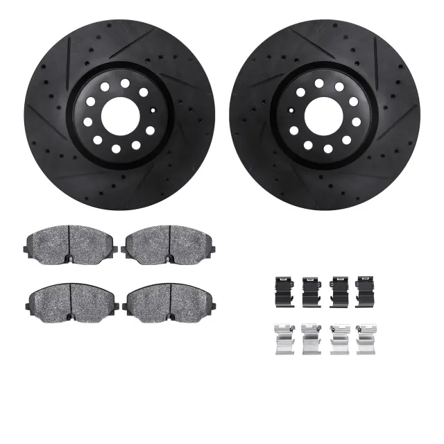 851274117 - : DFC Rotors-Drilled &amp; Slotted-Black w/ 5000 Advanced Brake Pads Incl Hdw for DYNAMIC FRICTION Image