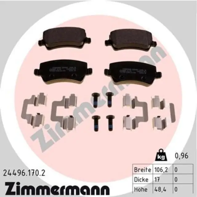 244961702 - : Zimmermann 24496.170.2 Disc Brake Pad Set for ZIMMERMANN Image