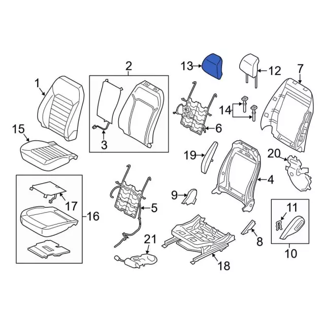 KS7Z54611A08AE - Body: Headrest Cover for Ford: Fusion, Police Responder Hybrid, SSV Plug-In Hybrid Image
