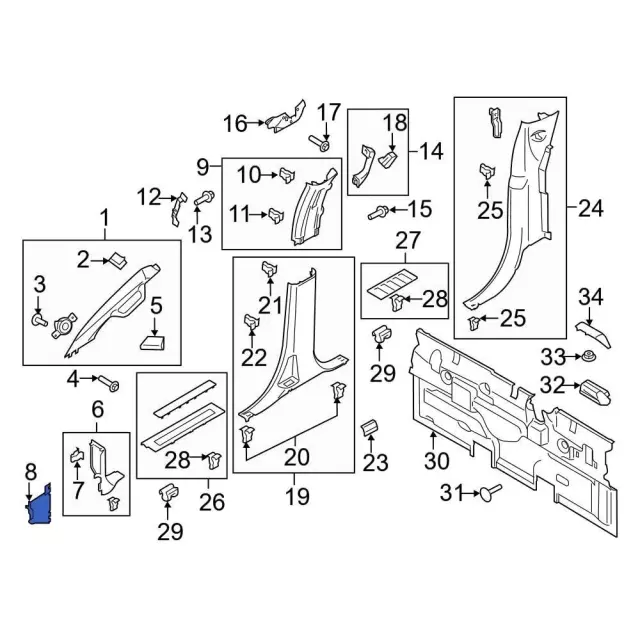 ML3Z15023A98AE - Body: Cowl Kick Panel Cover for Ford: F-150, F-150 Lightning Image