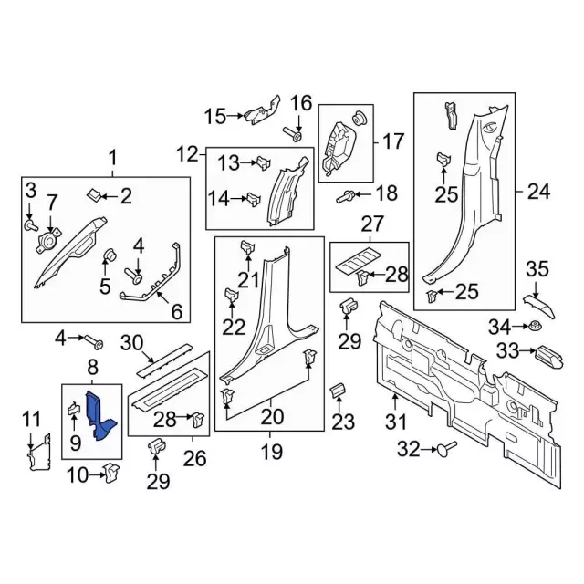 ML3Z1502345AE - Body: Cowl Kick Panel for Ford: F-150 Image