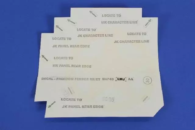 5NP40LWJAA - Exterior Ornamentation: Fender Rear Decal for Jeep: Wrangler Image