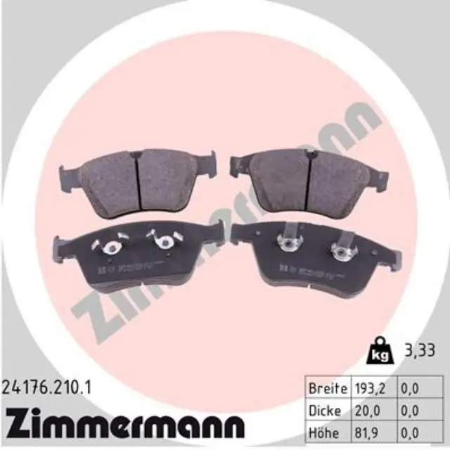 241762101 - : Zimmermann 24176.210.1 Disc Brake Pad Set for ZIMMERMANN Image