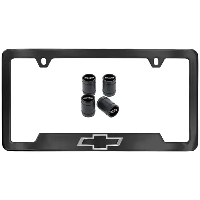 19540078 - Exterior: License Plate Frame for Chevrolet: Blazer, Blazer EV, Corvette, Equinox, Equinox EV, Express 2500, Express 3500, Express 4500, Malibu, Silverado 1500, Silverado 2500 HD, Silverado 3500 HD, Silverado EV, Suburban, Tahoe, Trailblazer, Traverse, Trax Image