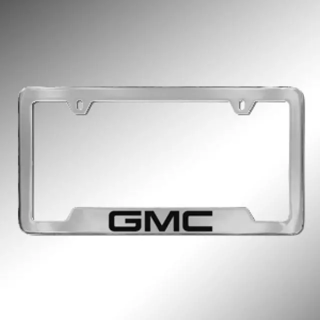 19330369 - Exterior: License Plate Frame, Chrome, Gmc for GMC: Acadia, Canyon, Savana 1500, Savana 2500, Savana 3500, Savana 4500, Sierra 1500, Sierra 1500 Limited, Sierra 2500 HD, Sierra 3500 HD, Terrain, Yukon, Yukon XL, Yukon XL 1500 Image