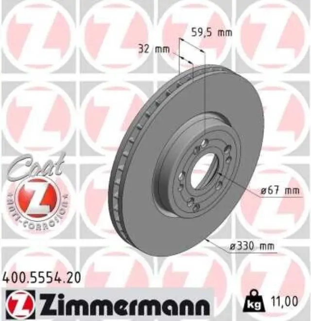 400555420 - : Zimmermann 400.5554.20 Disc Brake Rotor for ZIMMERMANN Image