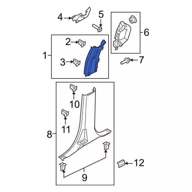 ML3Z1624346AF - Body: Upper Center Pillar Trim for Ford: F-150, F-150 Lightning Image