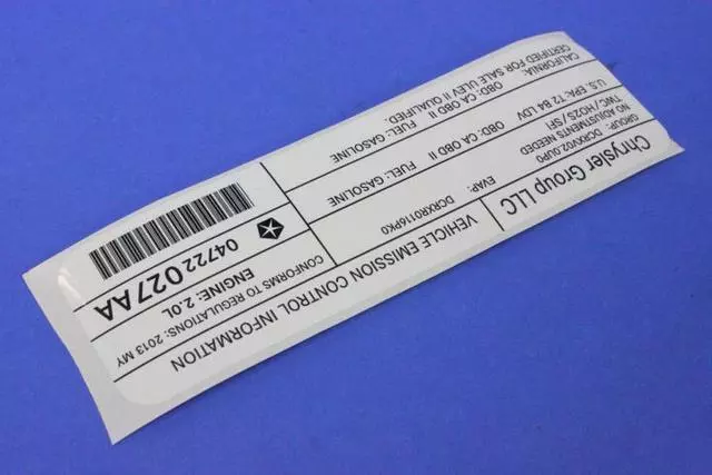 Vehicle Emission Control Information Label - Mopar (04722027AA)