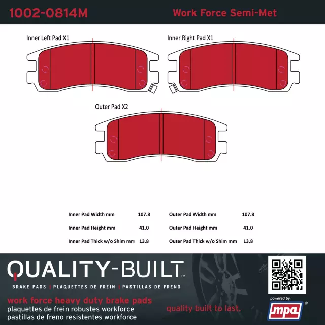 10020814M - : Disc Brake Pad Set for MPA ELECTRICAL Image