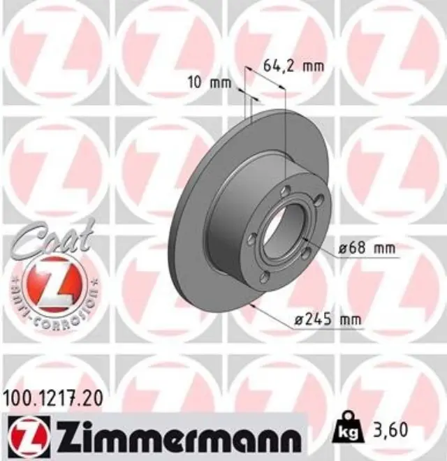100121720 - Brakes &amp; Brake Parts: Zimmermann 100.1217.20 Disc Brake Rotor for ZIMMERMANN Image