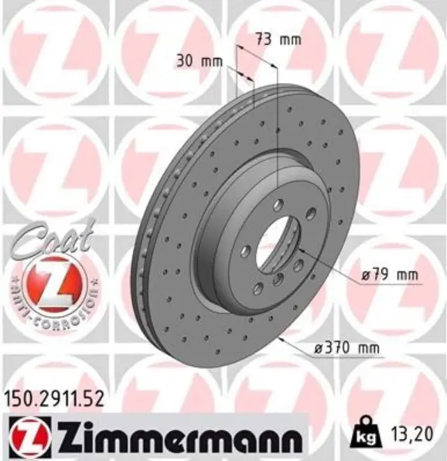 150291152 - Brakes &amp; Brake Parts: Zimmermann 150.2911.52 Disc Brake Rotor for ZIMMERMANN Image
