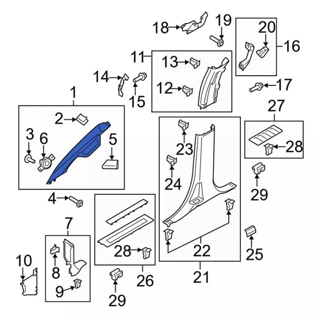 LC3Z2503598CD - : Body A-Pillar Trim Panel for Ford Image