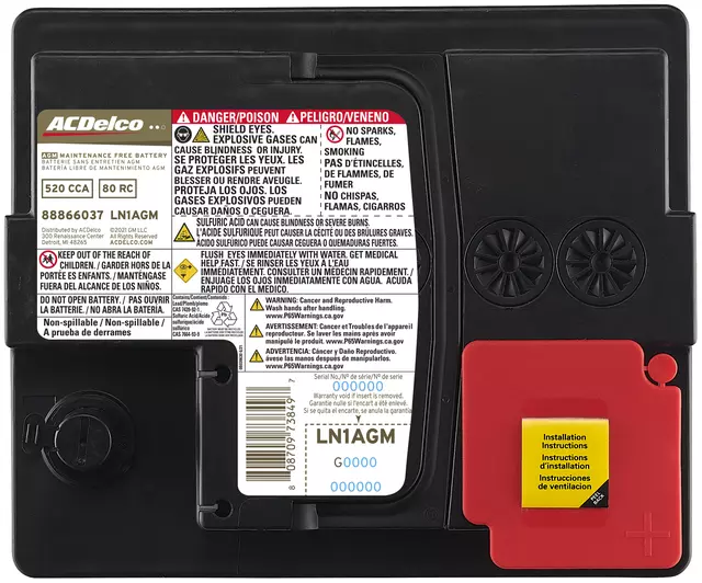 LN1AGM - Electrical: ACDelcoâ„¢ Vehicle Battery for Cadillac: ATS | Chevrolet: Bolt EUV, Bolt EV, Spark EV Image