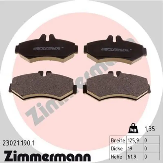 230211901 - : Zimmermann 23021.190.1 Disc Brake Pad Set for ZIMMERMANN Image