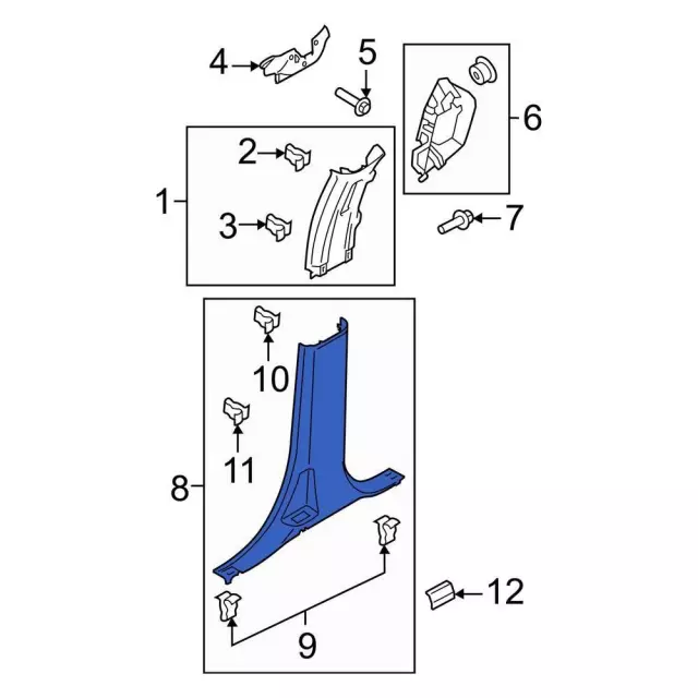 ML3Z1624346AG - Body: Upper Center Pillar Trim for Ford: F-150, F-150 Lightning Image