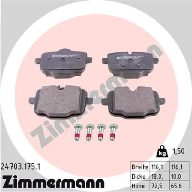 247031751 - : Zimmermann 24703.175.1 Disc Brake Pad Set for ZIMMERMANN Image