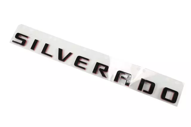84306694 - Body: Nameplate for Chevrolet: Silverado 1500, Silverado 1500 Classic, Silverado 1500 HD, Silverado 1500 HD Classic, Silverado 1500 LD, Silverado 2500, Silverado 2500 HD, Silverado 2500 HD Classic, Silverado 3500, Silverado 3500 Classic, Silverado 3500 HD | GMC: Sierra 1500, Sierra 1500 Limited Image