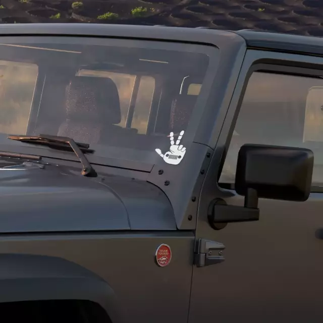 68663240AA - : Jeep Wave Hand Print Graphic, Matte White, sold by Visco for Affiliated Accessories Image
