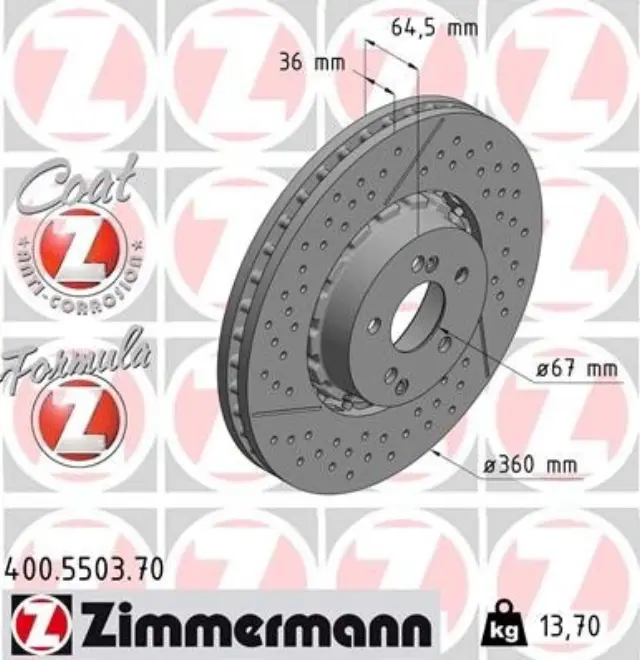 400550370 - Brakes &amp; Brake Parts: Zimmermann 400.5503.70 Disc Brake Rotor for ZIMMERMANN Image