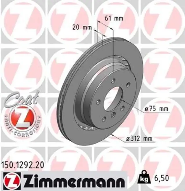 150129220 - : Zimmermann 150.1292.20 Disc Brake Rotor for ZIMMERMANN Image