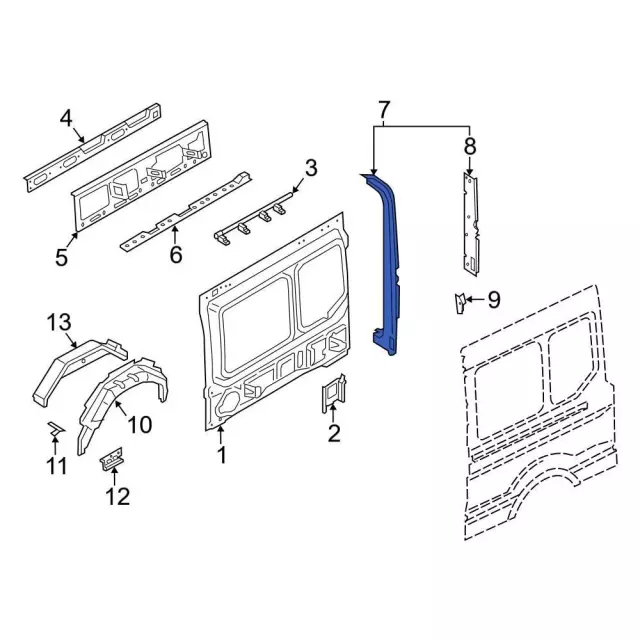 JK4Z6140455B - Body: Body D-Pillar Reinforcement for Ford Image