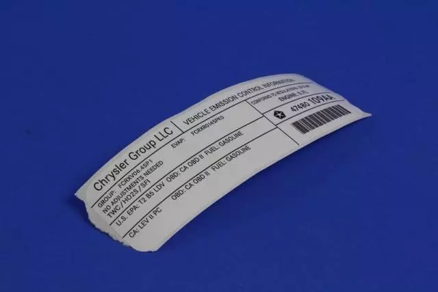 Vehicle Emission Control Information Label - Mopar (47480109AA)