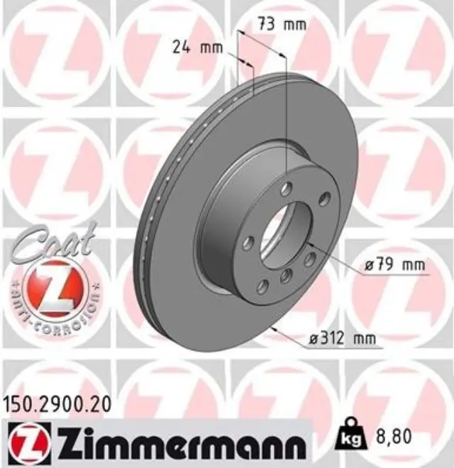 150290020 - : Zimmermann 150.2900.20 Disc Brake Rotor for ZIMMERMANN Image