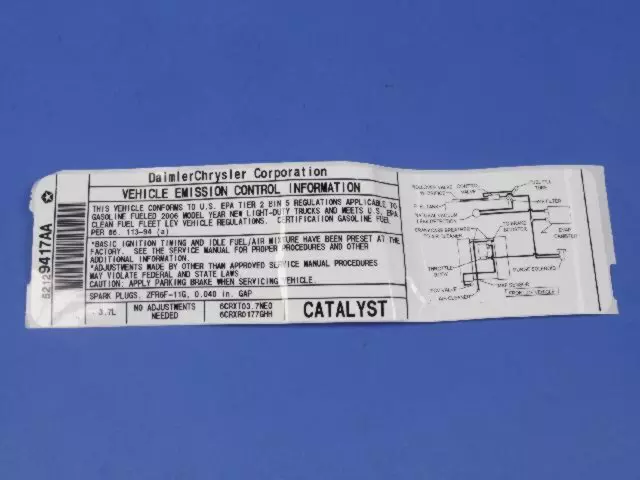 52129417AA - Labels All Vehicle Locations: Emission Label for Jeep: Liberty Image