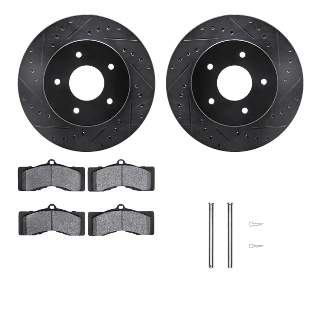 851247124 - : DFC Rotors-Drilled &amp; Slotted-Black w/ 5000 Advanced Brake Pads Incl Hdw for DYNAMIC FRICTION Image