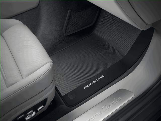 9Y0044843 - Interior: Carbon Floor Mats With Leather Edging for Porsche: Cayenne Image