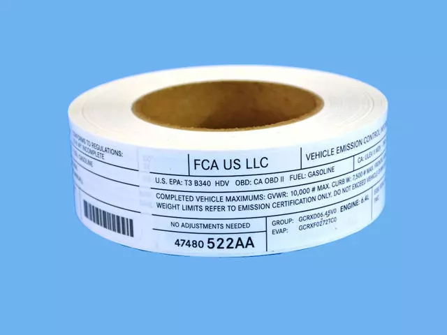 Vehicle Emission Control Information Label - Mopar (47480522AA)